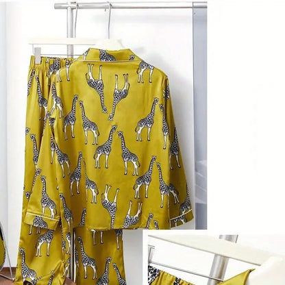 European Style Elegant Y2K Pajamas for Women - Trendy Spring & Autumn Sleepwear with Aesthetic Print