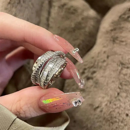 Geometric Rhinestone Statement Ring – Bold, Elegant Jewelry