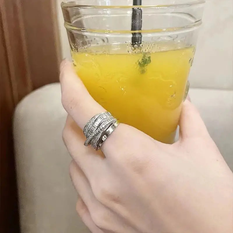 Geometric Rhinestone Statement Ring – Bold, Elegant Jewelry