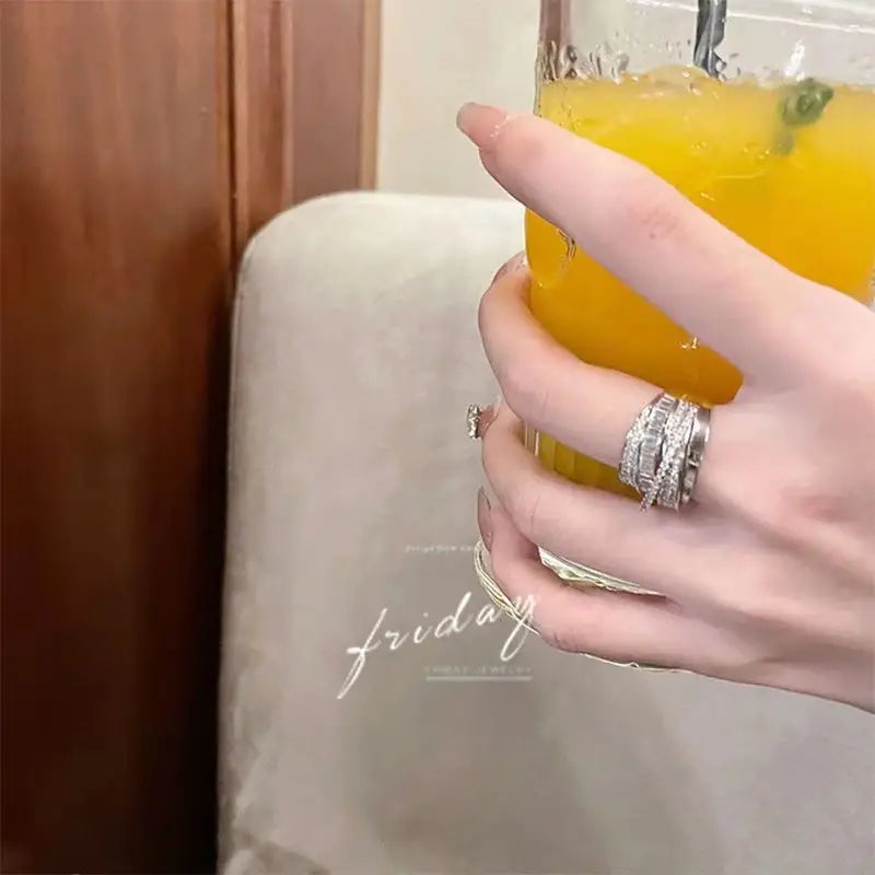 Geometric Rhinestone Statement Ring – Bold, Elegant Jewelry