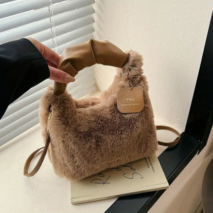 Women's Chic Faux Fur Crossbody Bag - Soft and Stylish Winter Shoulder Purse