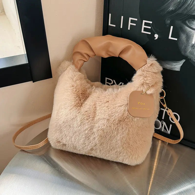 Women's Chic Faux Fur Crossbody Bag - Soft and Stylish Winter Shoulder Purse