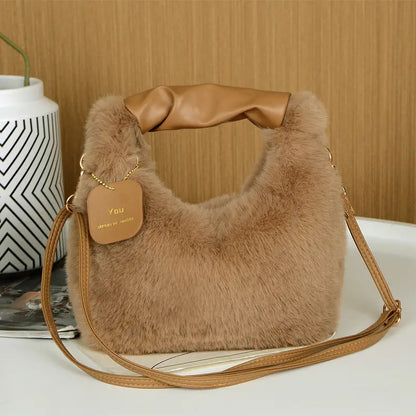 Women's Chic Faux Fur Crossbody Bag - Soft and Stylish Winter Shoulder Purse