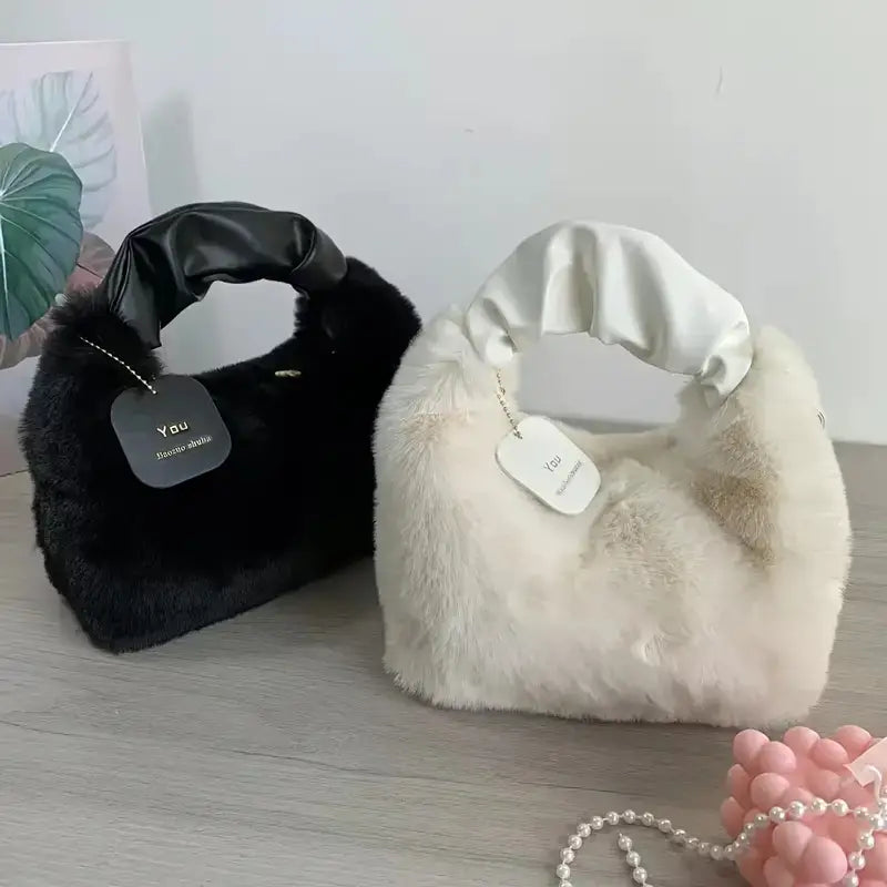 Women's Chic Faux Fur Crossbody Bag - Soft and Stylish Winter Shoulder Purse