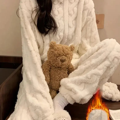 Preppy Jacquard Pajama Set for Women