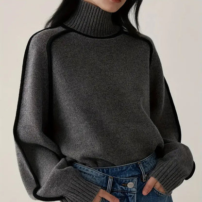 Color-Blocked Knit Sweater for Women - Stylish and Cozy Knitwear for Autumn and Winter