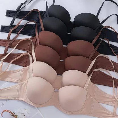 6-Pack Strapless Push-Up Bras - High-Support Underwire Lingerie with Non-Removable Padding for Women