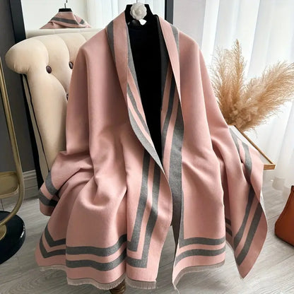 Color Block Jacquard Wrap – Stylish and Cozy Jacquard Woven Shawl for Women