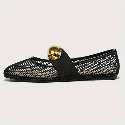 Women’s Metallic Slip-On Flats - Lightweight Breathable Mesh Walking Shoes with a Sleek Finish