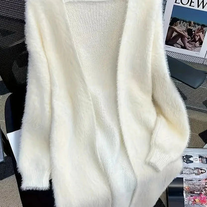 V-Neck Faux Mink Cardigan