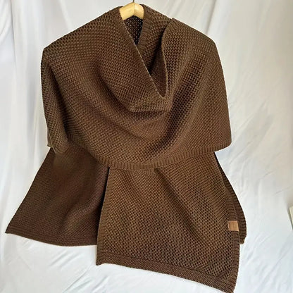 Solid Color Knitted Cross Shawl Cardigan Poncho for Autumn and Winter