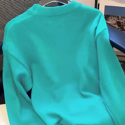 Solid Color Crew Neck Sweater for Women - Casual Long Sleeve Fall Winter Knit Top