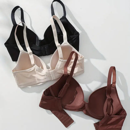 3-Pack Women’s Solid Color Push-Up Bras - Comfortable Underwire Anti-Sagging Support with Non-Removable Padding