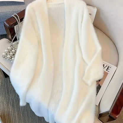 V-Neck Faux Mink Cardigan