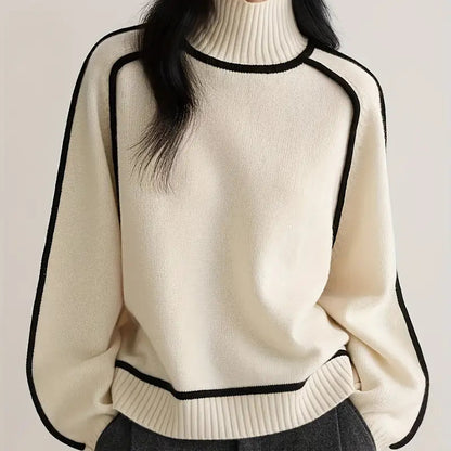 Color-Blocked Knit Sweater for Women - Stylish and Cozy Knitwear for Autumn and Winter