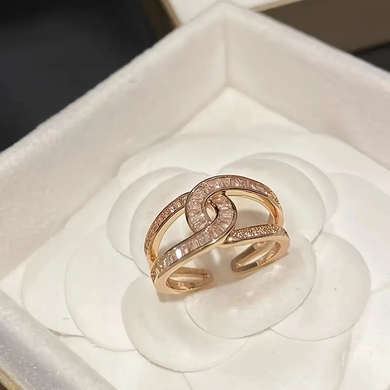 Sparkling X Cuff Ring for Women