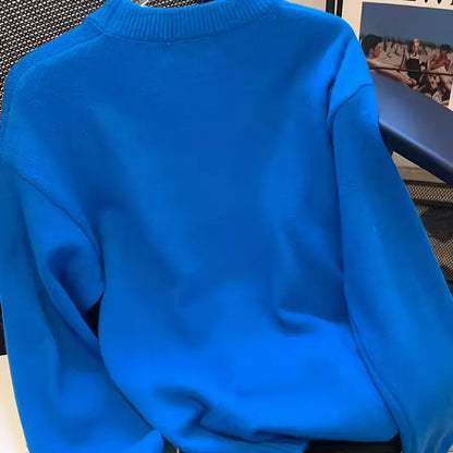 Solid Color Crew Neck Sweater for Women - Casual Long Sleeve Fall Winter Knit Top