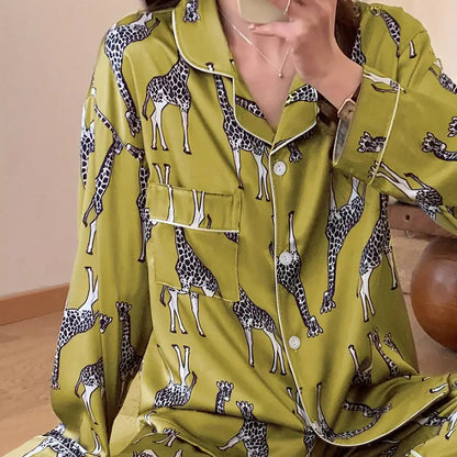 European Style Elegant Y2K Pajamas for Women - Trendy Spring & Autumn Sleepwear with Aesthetic Print