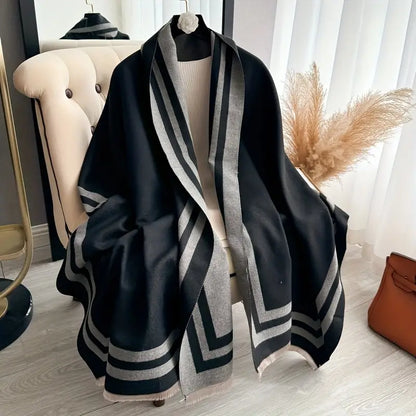 Color Block Jacquard Wrap – Stylish and Cozy Jacquard Woven Shawl for Women