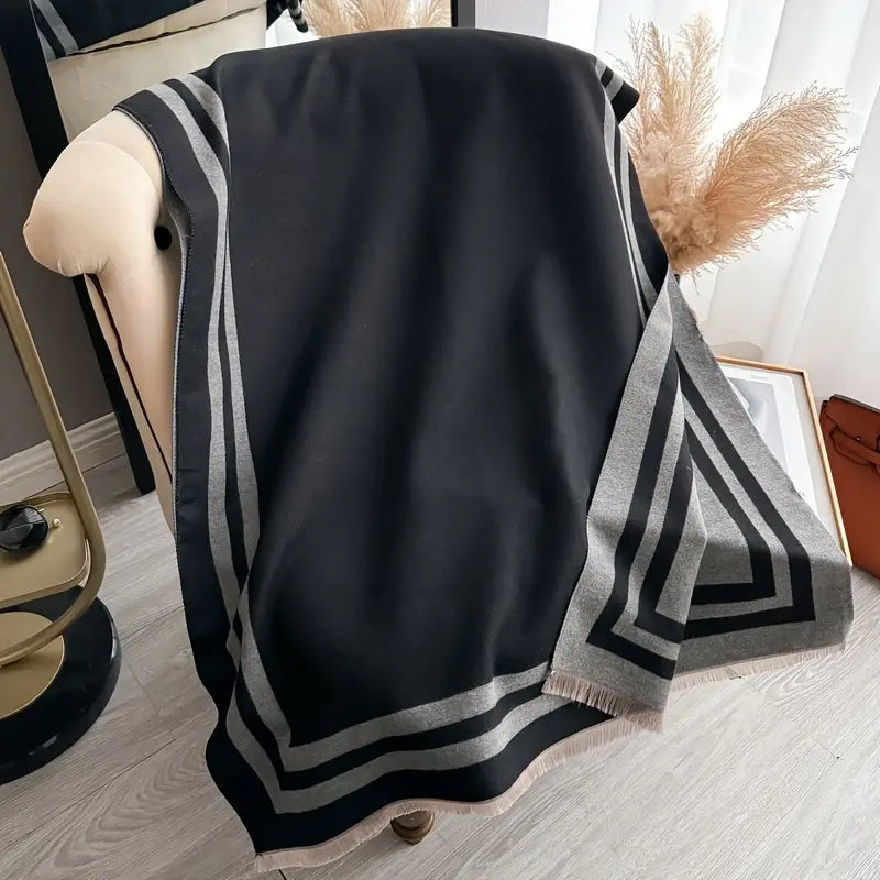 Color Block Jacquard Wrap – Stylish and Cozy Jacquard Woven Shawl for Women