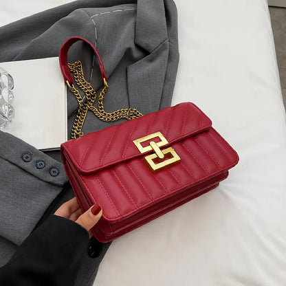 Minimalist Classic Crossbody Bag - Square PU Leather Flap Women’s Casual Handbag & Shoulder Bag