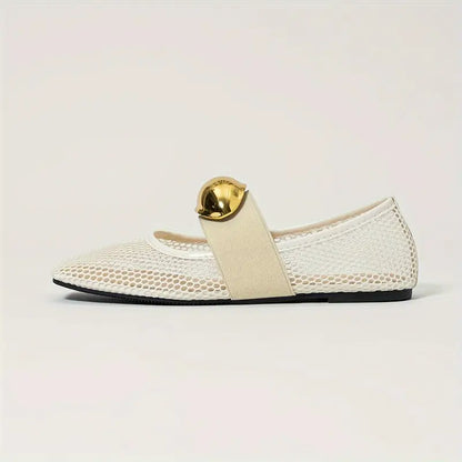 Women’s Metallic Slip-On Flats - Lightweight Breathable Mesh Walking Shoes with a Sleek Finish