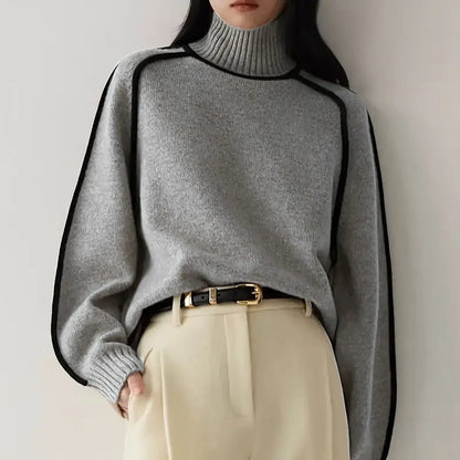 Color-Blocked Knit Sweater for Women - Stylish and Cozy Knitwear for Autumn and Winter