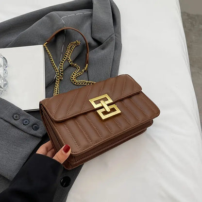 Minimalist Classic Crossbody Bag - Square PU Leather Flap Women’s Casual Handbag & Shoulder Bag