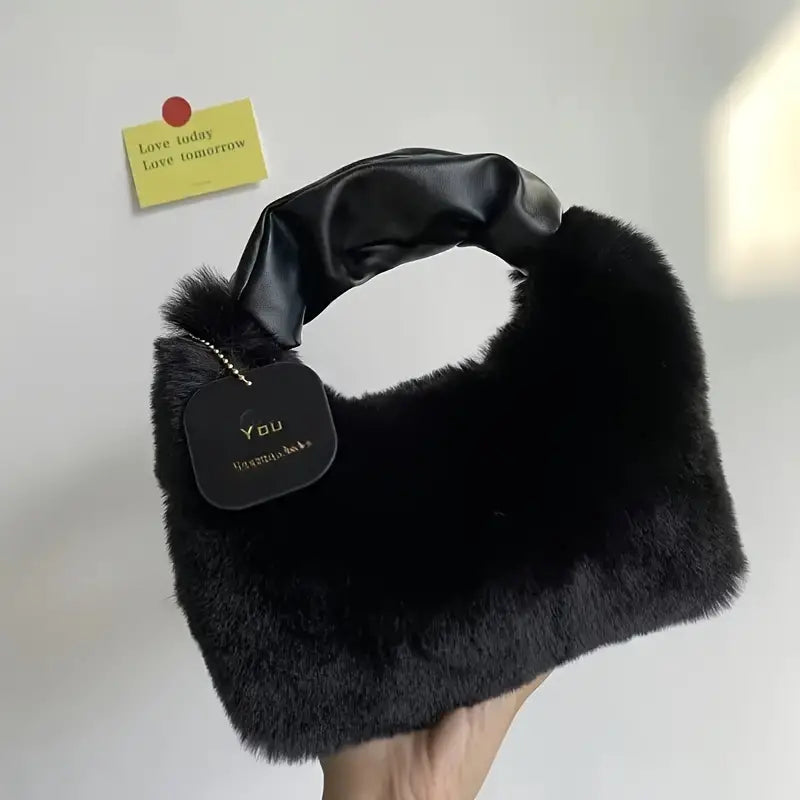 Women's Chic Faux Fur Crossbody Bag - Soft and Stylish Winter Shoulder Purse