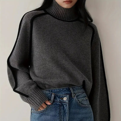 Color-Blocked Knit Sweater for Women - Stylish and Cozy Knitwear for Autumn and Winter