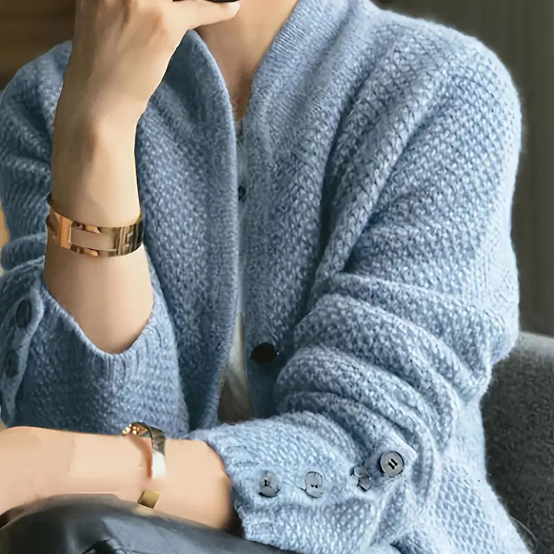 Button Front Long Sleeve Cardigan - Versatile Women’s Clothing for Spring and Fall