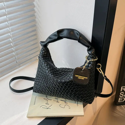 Woven Pattern Mini Hobo Bag - Stylish Women’s Crossbody Handbag with Ruched Design