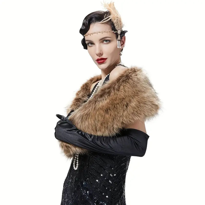 Faux Fur Flapper Shawl for Women