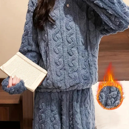 Preppy Jacquard Pajama Set for Women