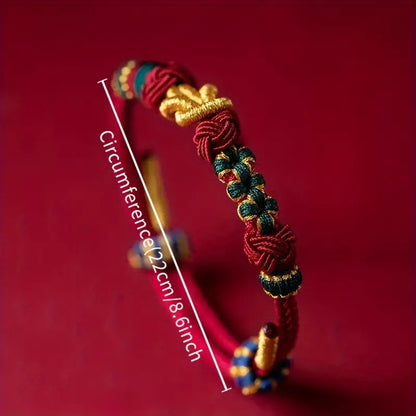 Mo Xiangli Hand-Woven Beaded Bracelet with Golden Accents - Vintage Ethnic Lucky Jewelry