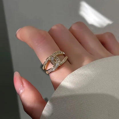 Sparkling X Cuff Ring for Women