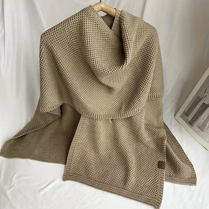 Solid Color Knitted Cross Shawl Cardigan Poncho for Autumn and Winter