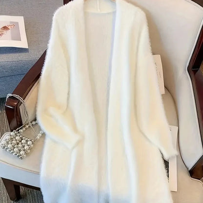 V-Neck Faux Mink Cardigan