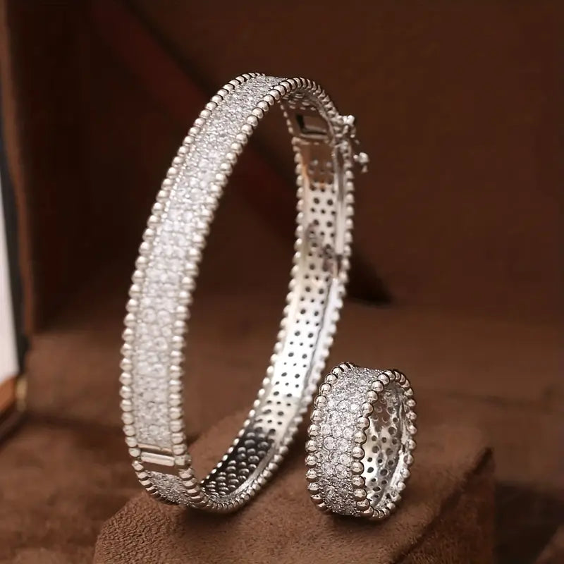 Starry Sky Bracelet & Ring Set - Luxurious Women’s Jewelry with High-Quality Zirconia