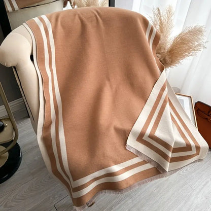 Color Block Jacquard Wrap – Stylish and Cozy Jacquard Woven Shawl for Women