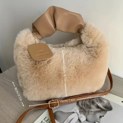 Women's Chic Faux Fur Crossbody Bag - Soft and Stylish Winter Shoulder Purse