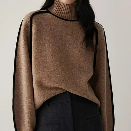 Color-Blocked Knit Sweater for Women - Stylish and Cozy Knitwear for Autumn and Winter