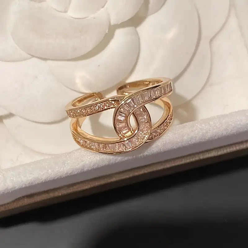 Sparkling X Cuff Ring for Women