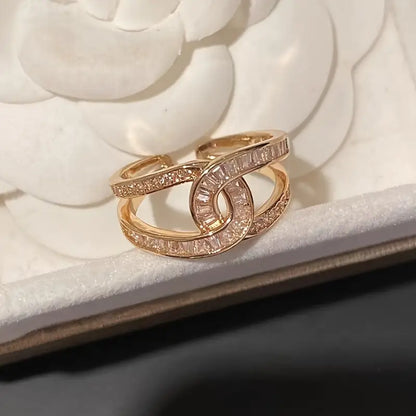 Sparkling X Cuff Ring for Women