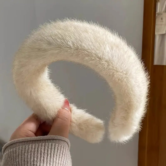 Elegant Plush Headband for Women - Soft Hair Accessory for Autumn & Winter