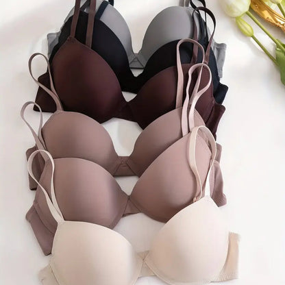 6pcs Solid Seamless Push-Up Bra Set - Comfortable Underwire Lingerie for Women’s Daily Wear