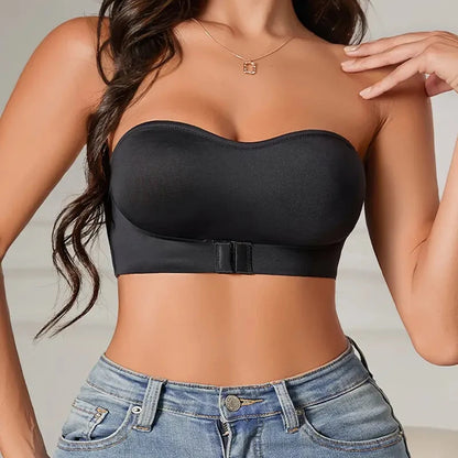 Breathable Strapless Bandeau Bra - Comfortable Women’s Seamless Strapless Bra for Everyday Wear