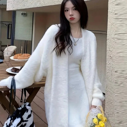 V-Neck Faux Mink Cardigan