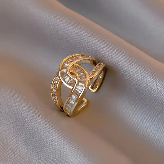 Sparkling X Cuff Ring for Women