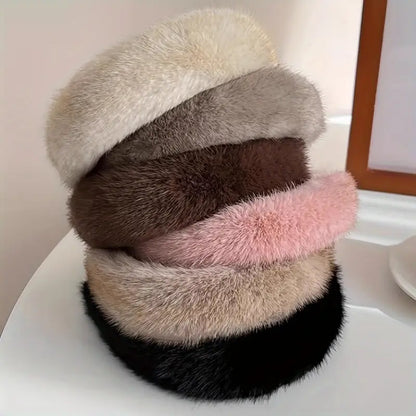 Elegant Plush Headband for Women - Soft Hair Accessory for Autumn & Winter